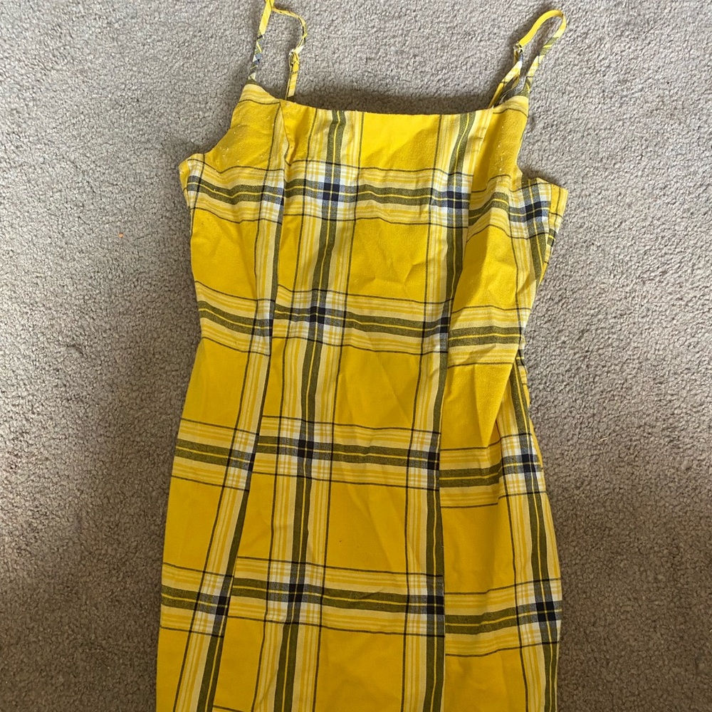 Yellow plaid dress